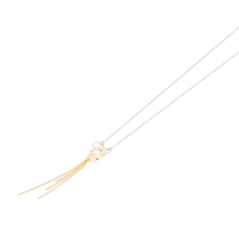 Collar de Plata Esterlina 925 Argollas Bicolor Revestido en Oro 18kt-0