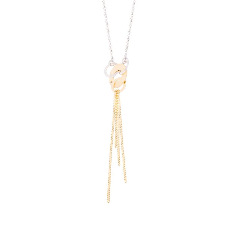 Collar de Plata Esterlina 925 Argollas Bicolor Revestido en Oro 18kt-1