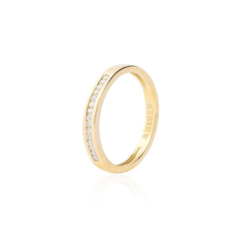 Anillo Oro Amarillo 18kt Diamantes 10 Pts Riel-0