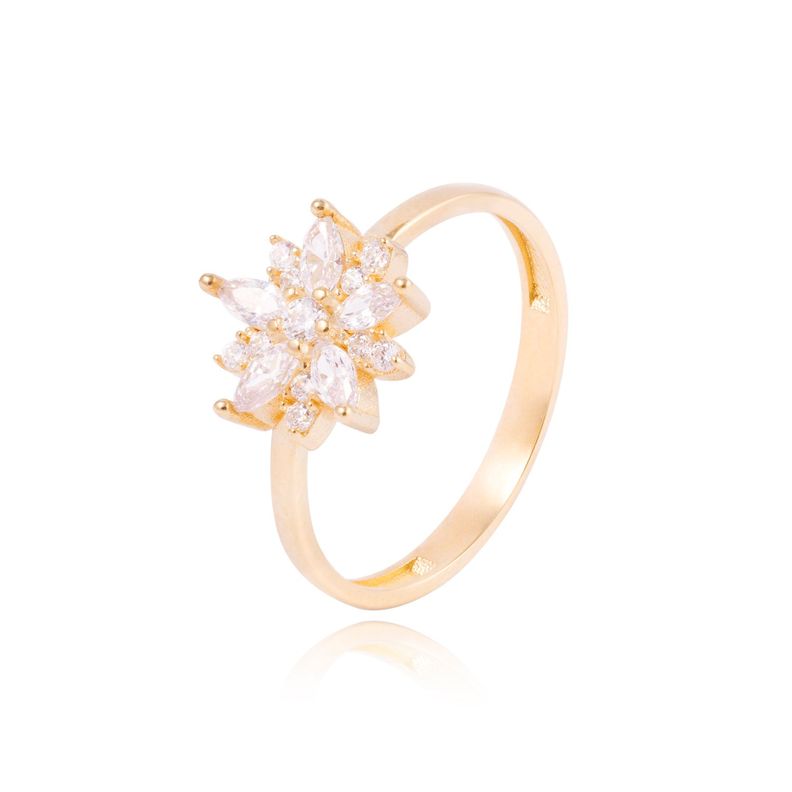 Anillo de Oro 18kt Rosetón Circón-0
