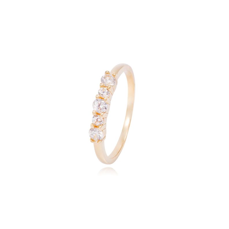 Anillo Compromiso de Oro de 18kt Cinco circonitas pequeño-0