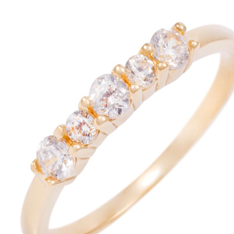 Anillo Compromiso de Oro de 18kt Cinco circonitas pequeño-1