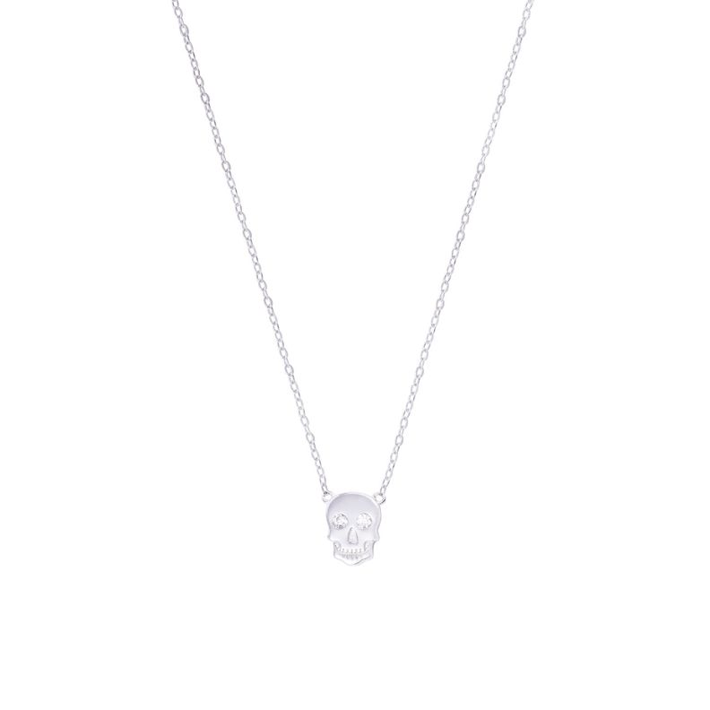 Collar de Plata Esterlina 925 Dije Letra Calabera Circón-0