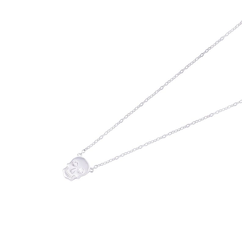 Collar de Plata Esterlina 925 Dije Letra Calabera Circón-1
