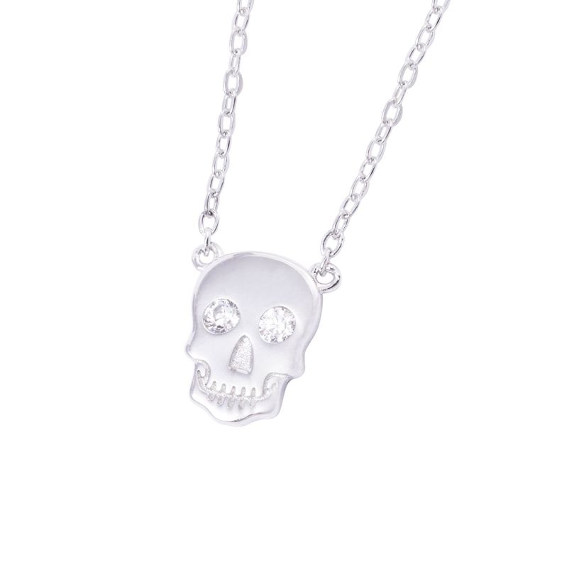 Collar de Plata Esterlina 925 Dije Letra Calabera Circón-2