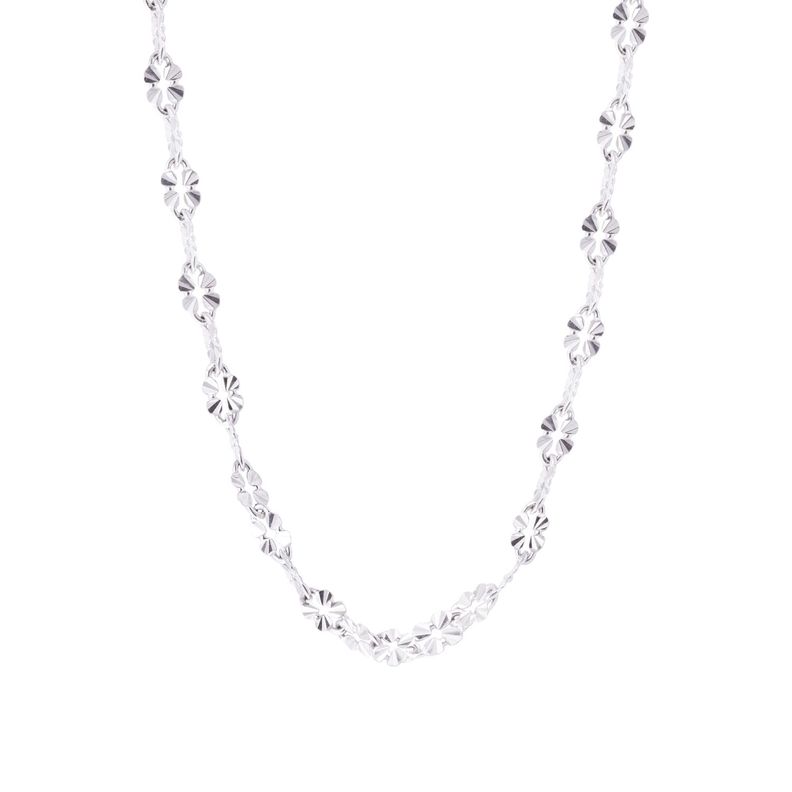 Collar de Plata Esterlina 925 Flor Cuatro Petalos-1