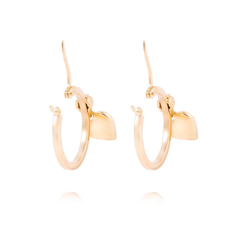 Aros Oro Amarillo 18kt Corazones Colgantes-2