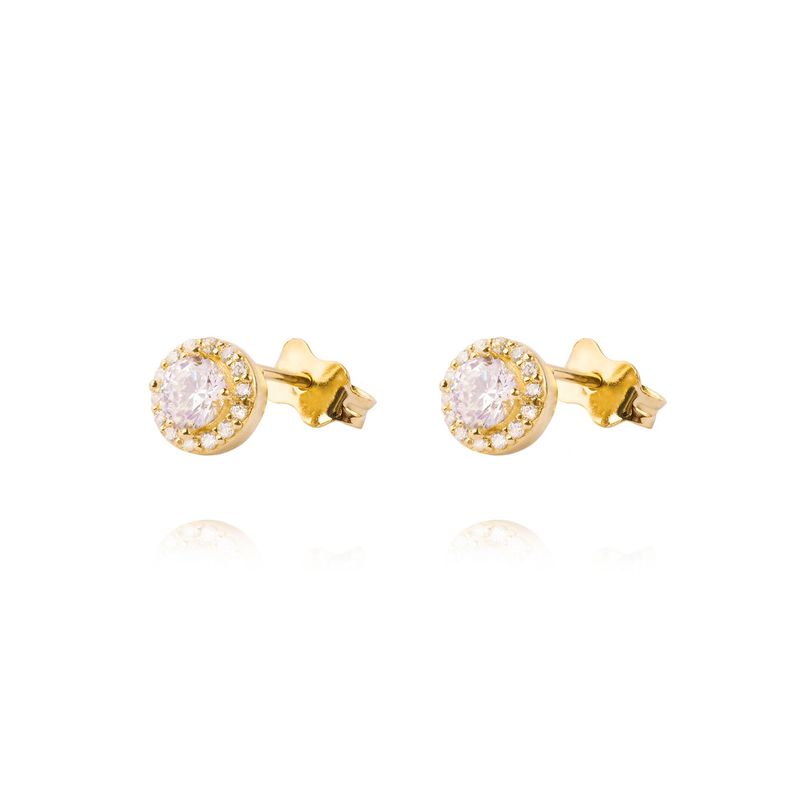 Aros de Oro 14kt Circonita Destellante 4mm-0