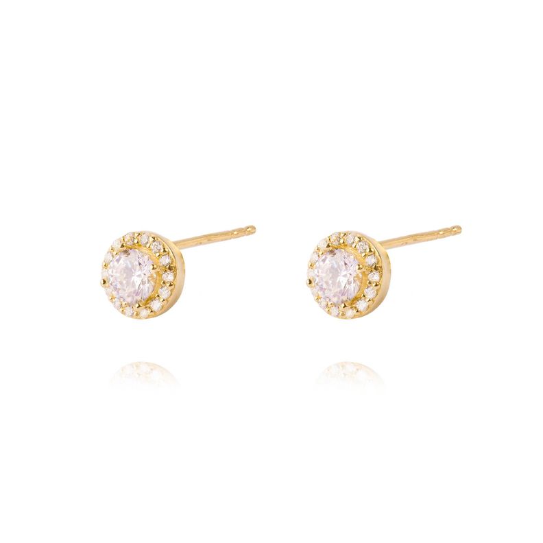 Aros de Oro 14kt Circonita Destellante 4mm-1