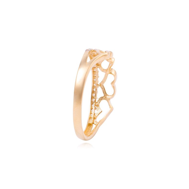 Anillo de Oro Amarillo 18kt Corona de Corazones Circonitas-2