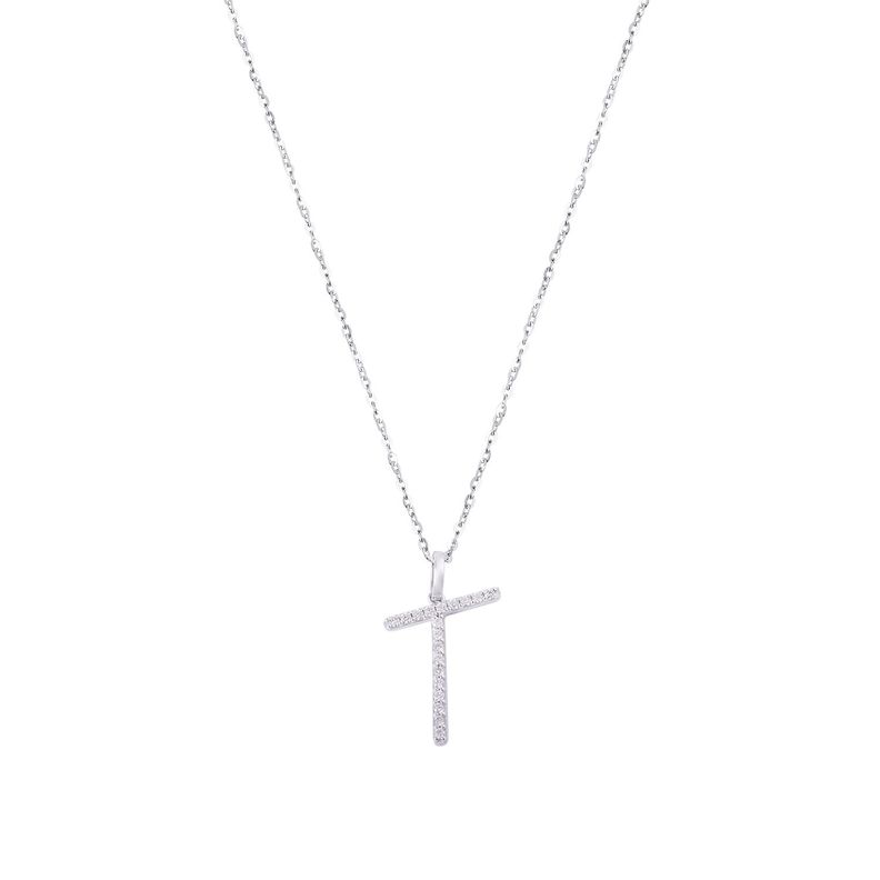 Collar Oro Blanco 18kt Letra T de Brillantes-0