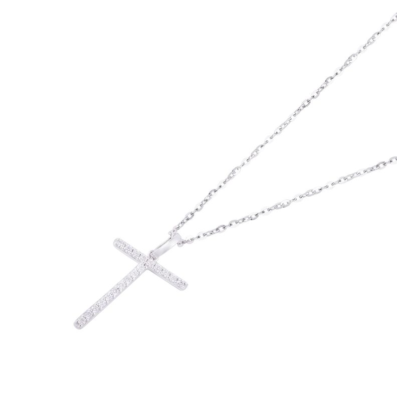Collar Oro Blanco 18kt Letra T de Brillantes-1