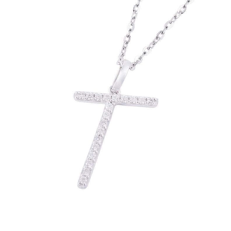 Collar Oro Blanco 18kt Letra T de Brillantes-2