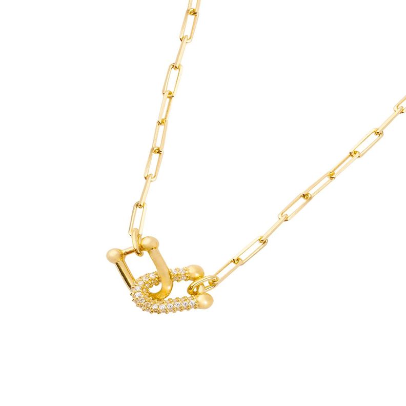 Collar de Plata Esterlina 925 Circon trelazado Revestido en Oro 18kt-2