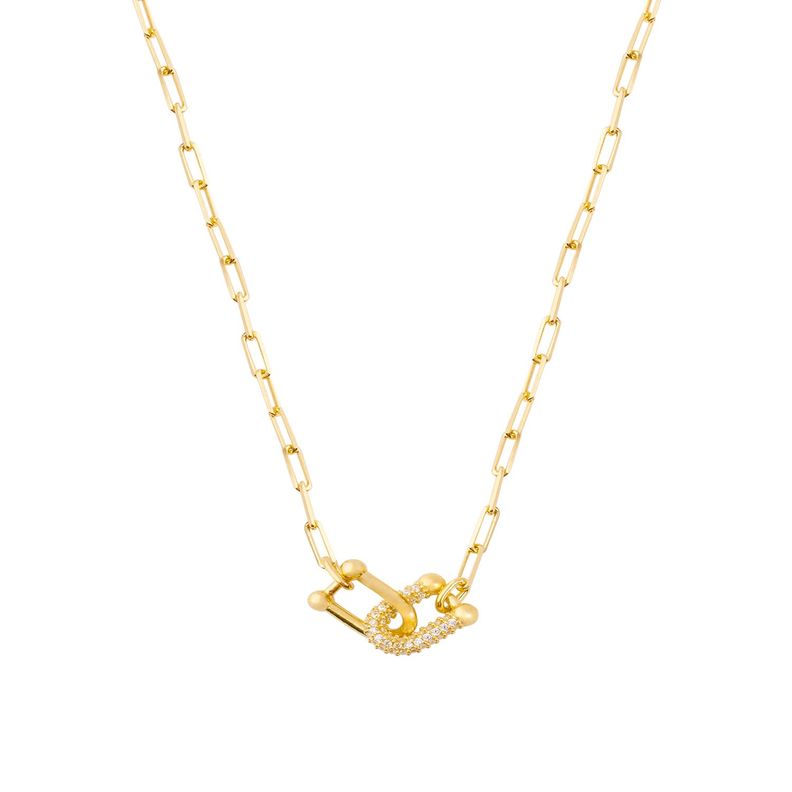 Collar de Plata Esterlina 925 Circon trelazado Revestido en Oro 18kt-0