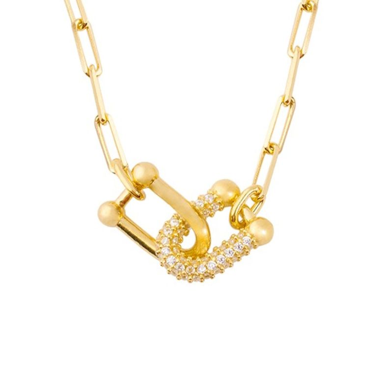 Collar de Plata Esterlina 925 Circon trelazado Revestido en Oro 18kt-1
