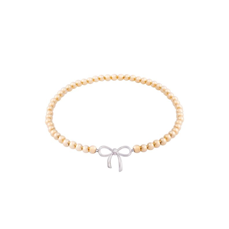 Pulsera de Plata Esterlina 925 Cinta bolitas Bañado en Oro 14kt-2