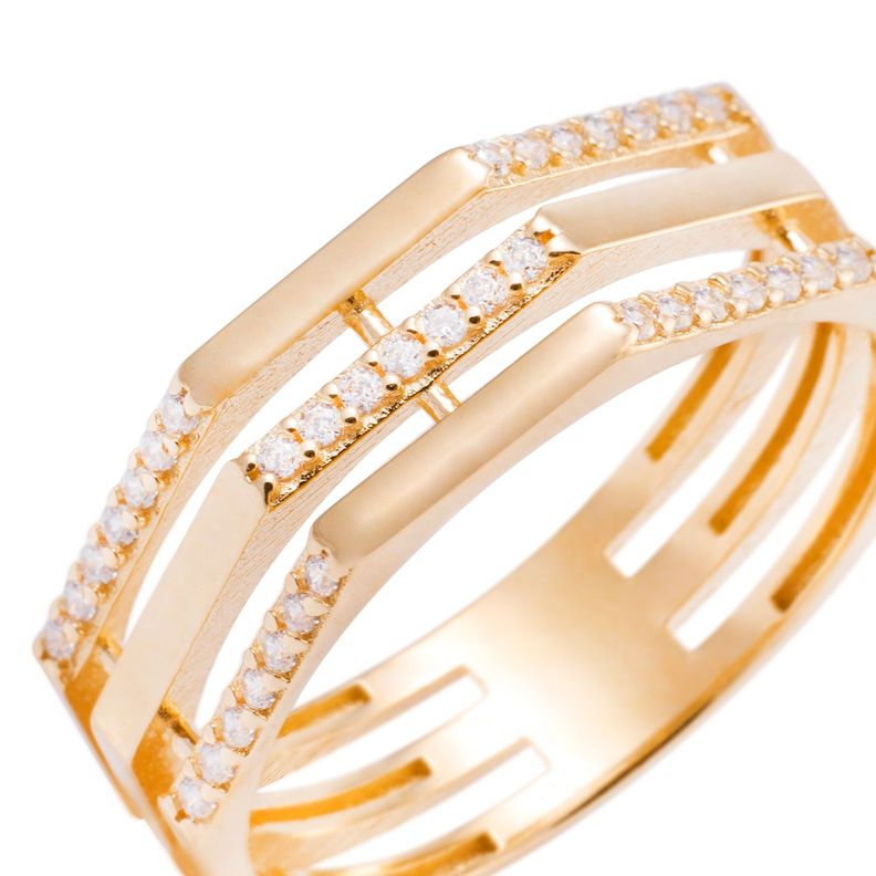 Anillo de Oro 18kt 7 Circonitas 5 Caras-1