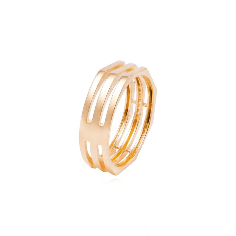 Anillo de Oro 18kt 7 Circonitas 5 Caras-2