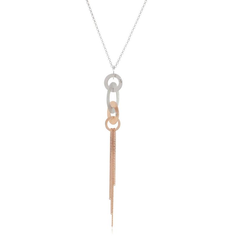 Collar de Plata Esterlina 925 Circulos Rose Revestido en Oro 18kt-0