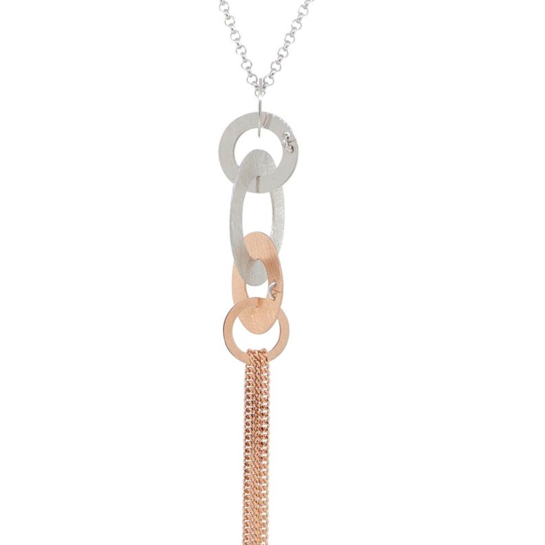 Collar de Plata Esterlina 925 Circulos Rose Revestido en Oro 18kt-2