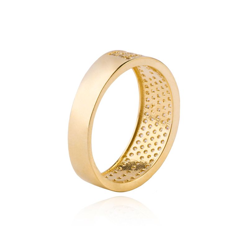 Anillo Compromiso de Oro 18Kt Triple Cintillo Circón con Bolitas-1