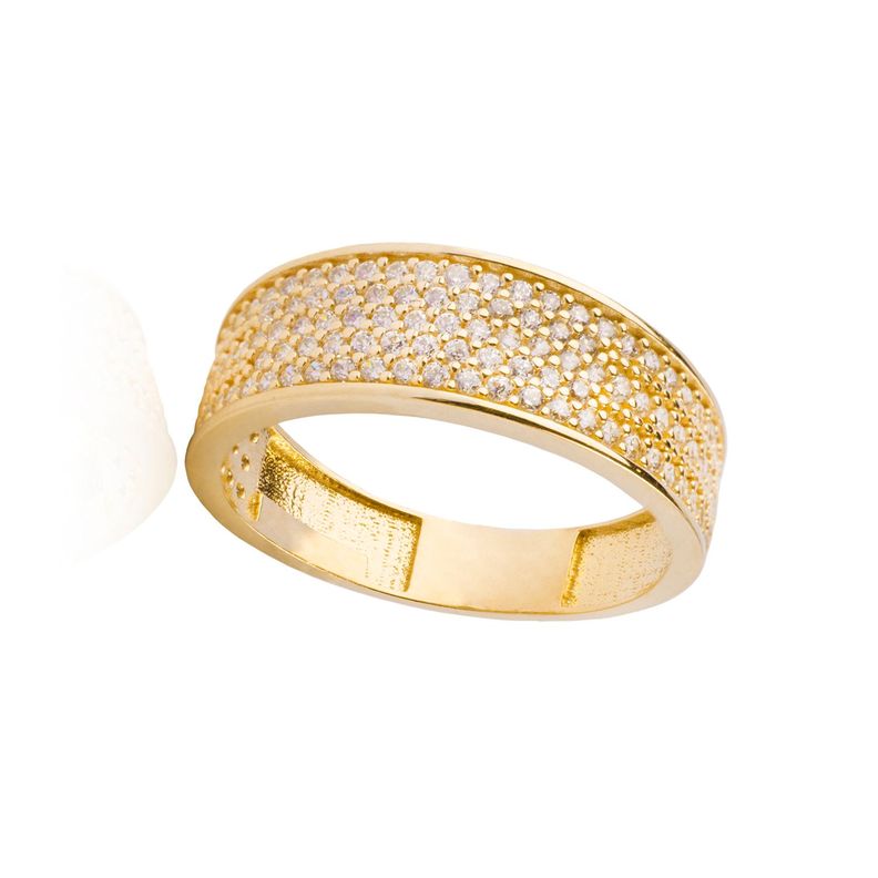 Anillo Compromiso de Oro 18Kt Triple Cintillo Circón con Bolitas-2