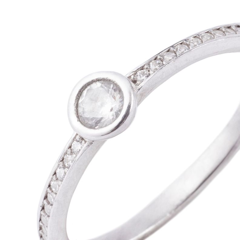Anillo de Plata Esterlina 925 Punto de Luz Circon-1