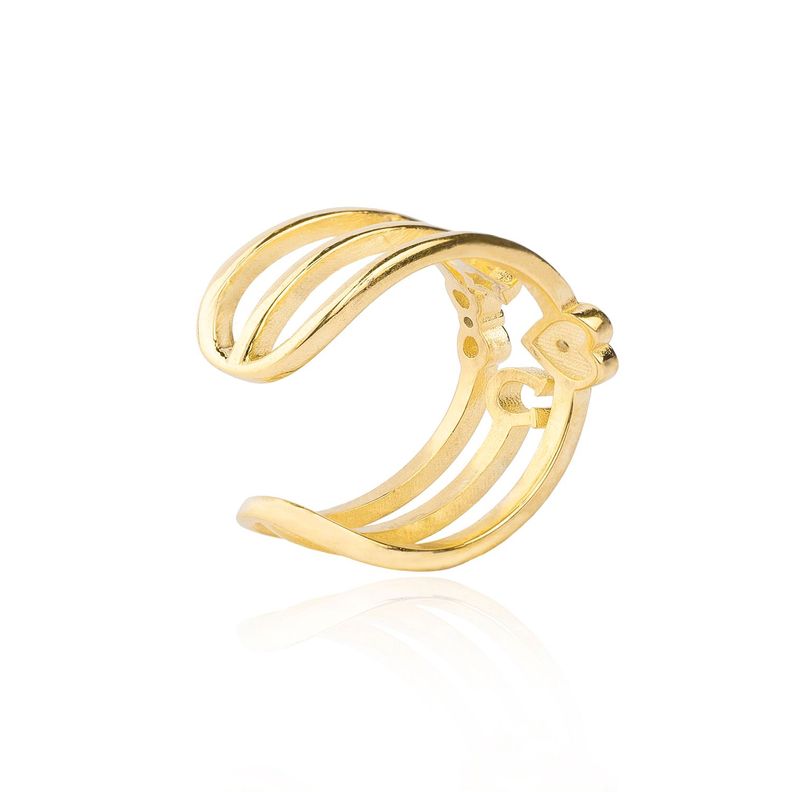 Anillo Plata Esterlina 925 Revestido en Oro 18kt Corazon y Herradura-1