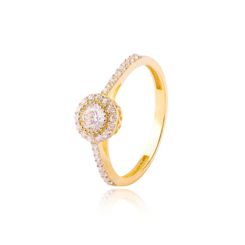 Anillo Compromiso de Oro 18Kt Circon Boton-0