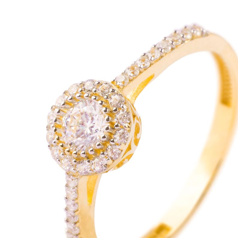 Anillo Compromiso de Oro 18Kt Circon Boton-1