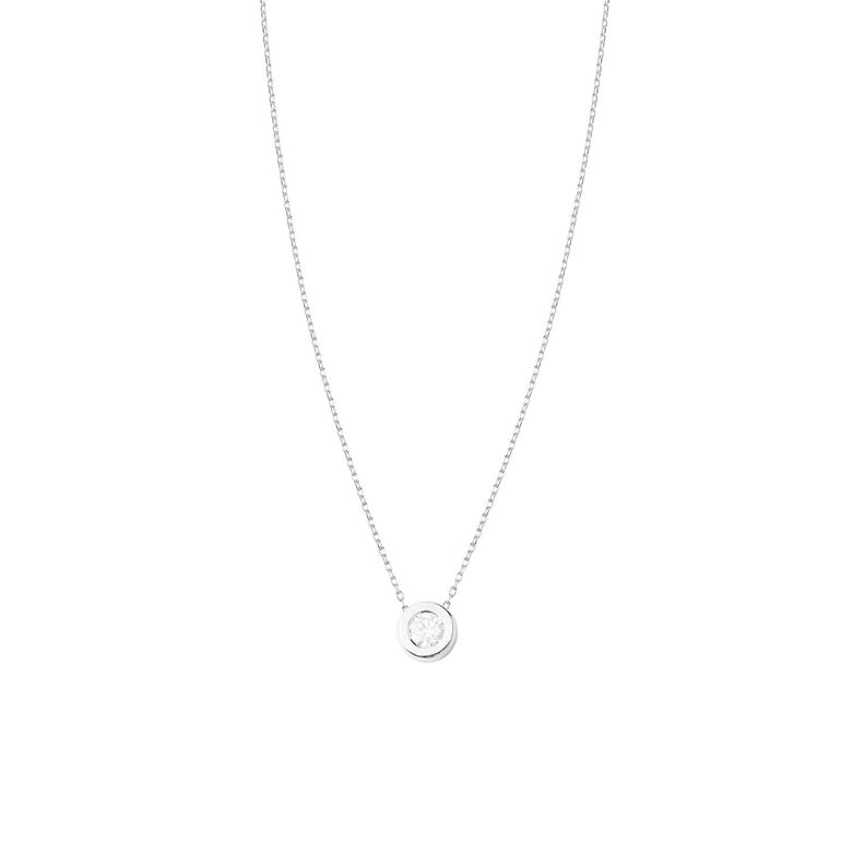 Collar de Oro Blanco 18kt Diamante Punto Luz 10pts Corte Brillante-0