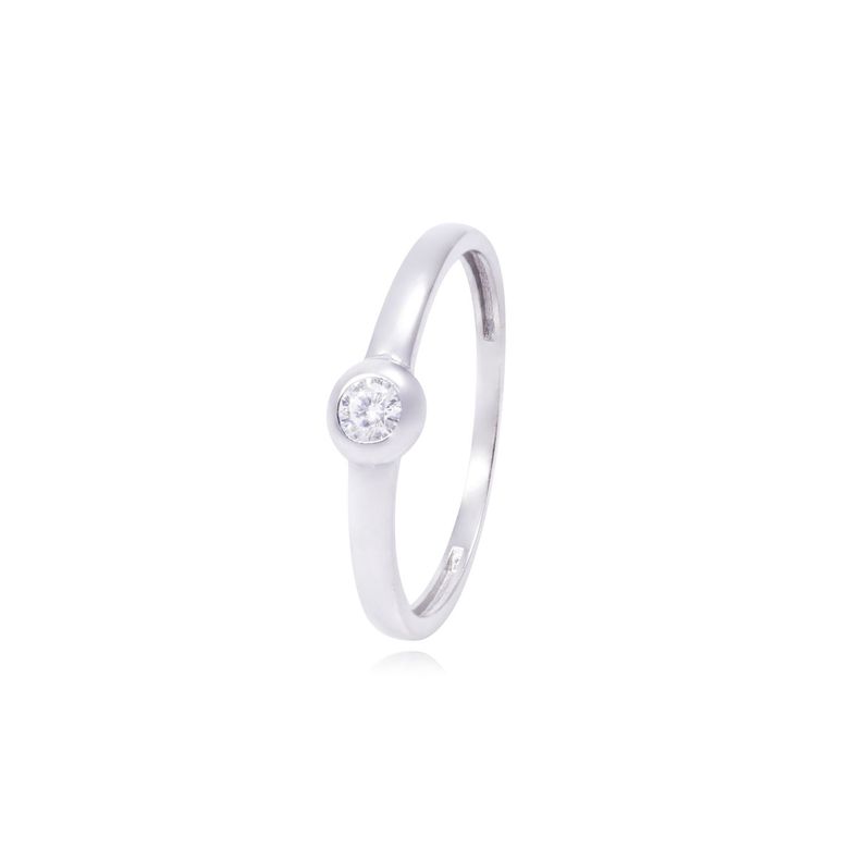 Anillo Compromiso de Oro de 18kt Solitario blanco-0
