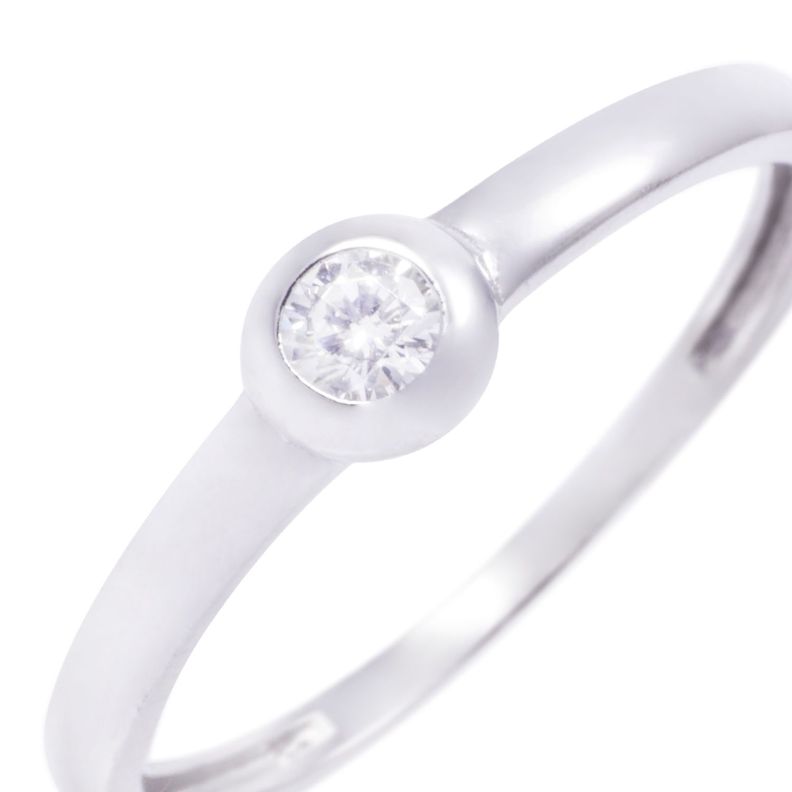 Anillo Compromiso de Oro de 18kt Solitario blanco-1