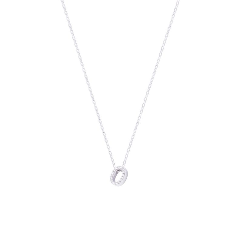 Collar de Plata Esterlina 925 Dije Letra O Circón-0