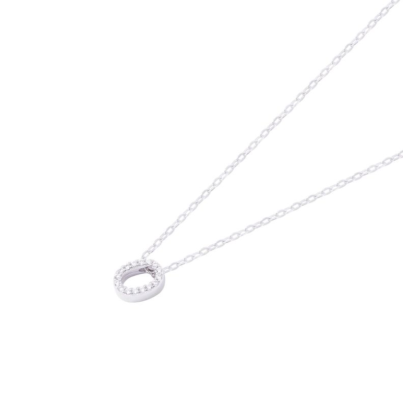 Collar de Plata Esterlina 925 Dije Letra O Circón-1