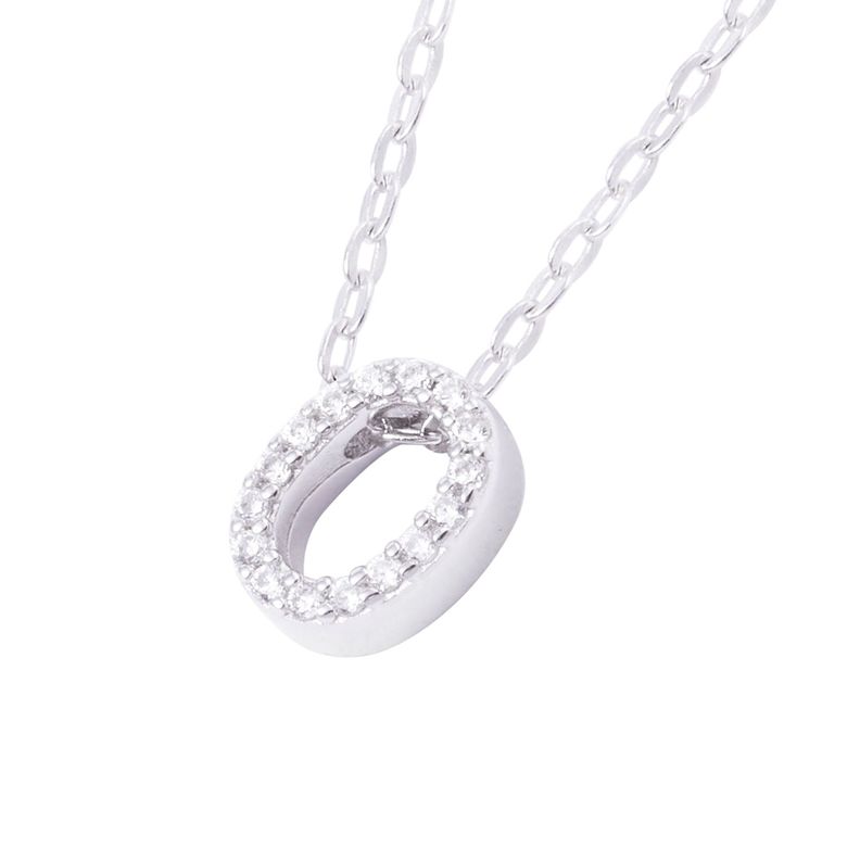 Collar de Plata Esterlina 925 Dije Letra O Circón-2