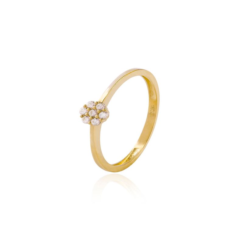 Anillo Compromiso de Oro 18Kt Roseta 7 Circonitas-0