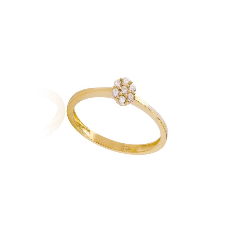 Anillo Compromiso de Oro 18Kt Roseta 7 Circonitas-2
