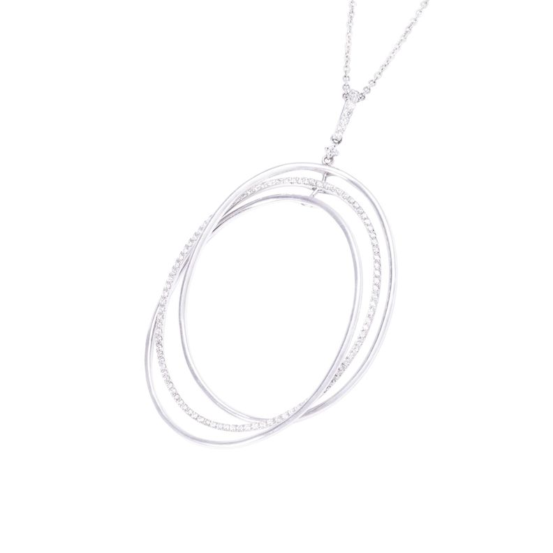 Collar Oro Blanco 18kt Tres Círculos Diamantes 72 Pts-1