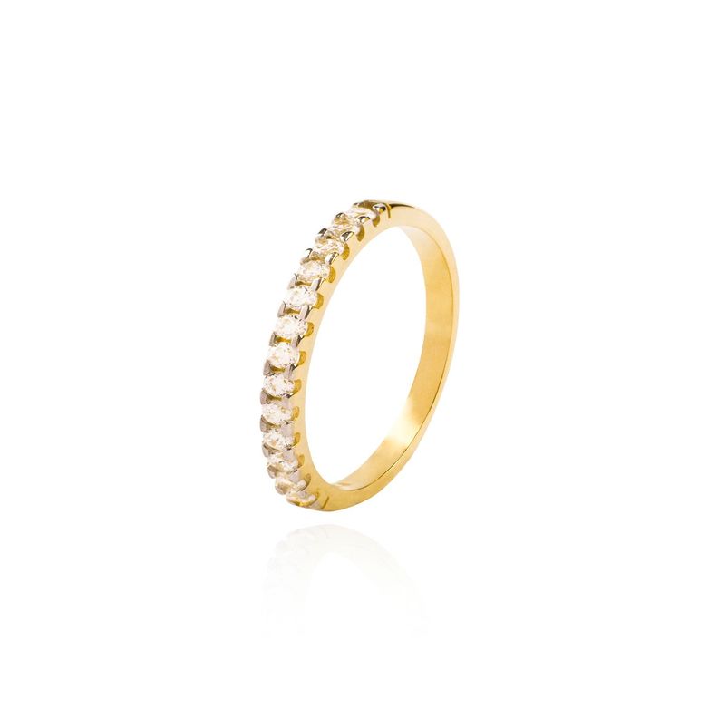 Anillo Compromiso de Oro 18Kt Medio Cintillo Circones-0