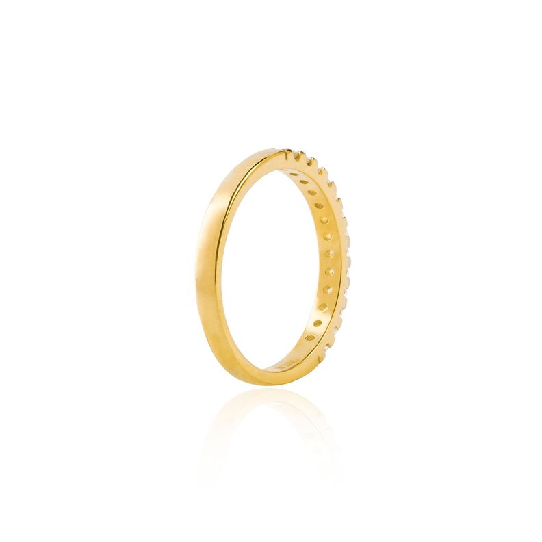 Anillo Compromiso de Oro 18Kt Medio Cintillo Circones-1