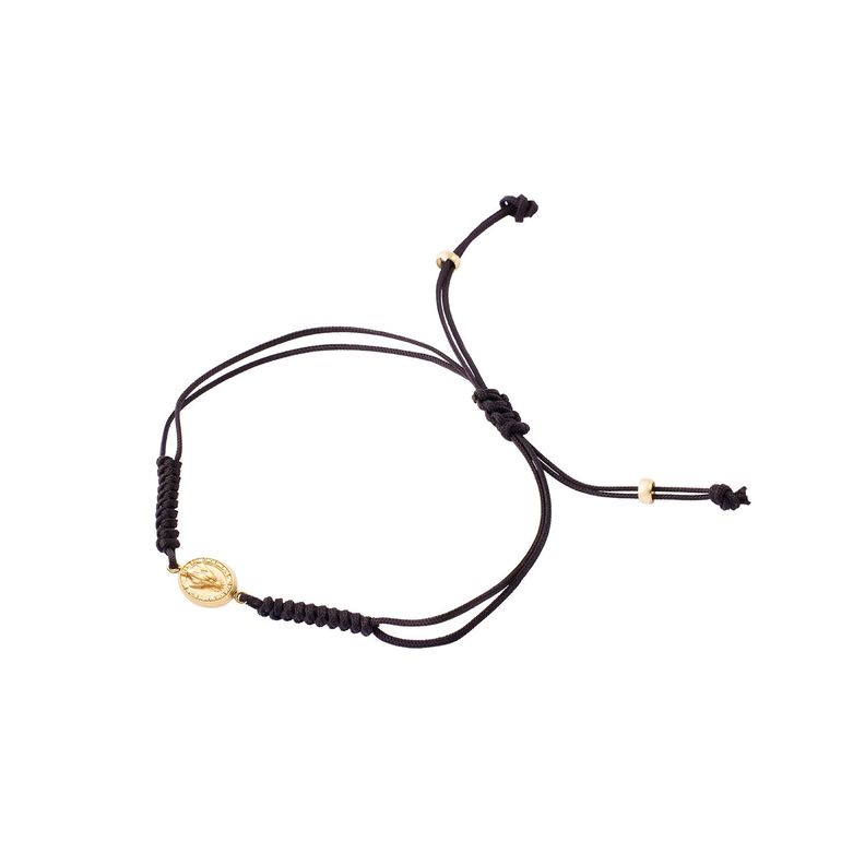 Pulsera de Oro 9kt Virgen De Los Rayos Ajustable-0