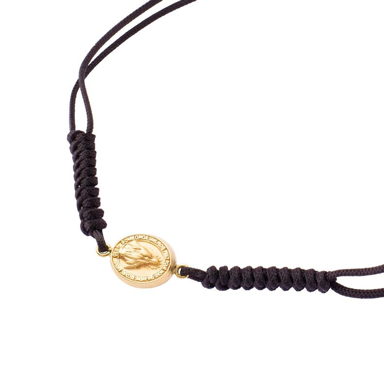Pulsera de Oro 9kt Virgen De Los Rayos Ajustable-2