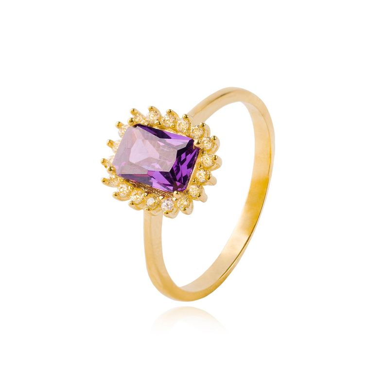 Anillo Compromiso de Oro 18kt Modelo Solitario Cuadrado & Circones-0