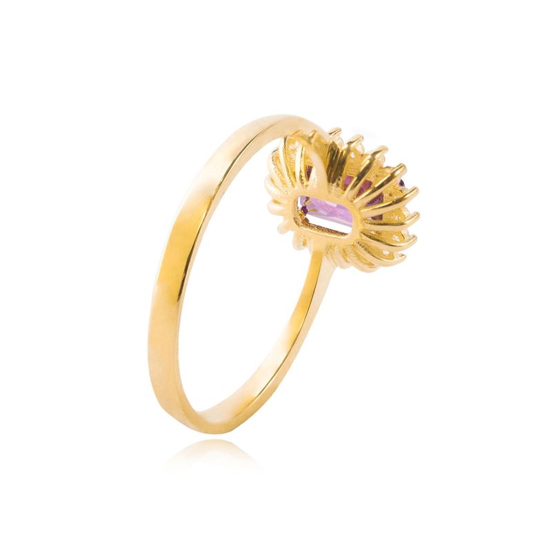 Anillo Compromiso de Oro 18kt Modelo Solitario Cuadrado & Circones-2