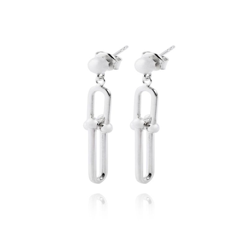 Aros de Plata Esterlina 925 Bolita en Cadena Colgante-0
