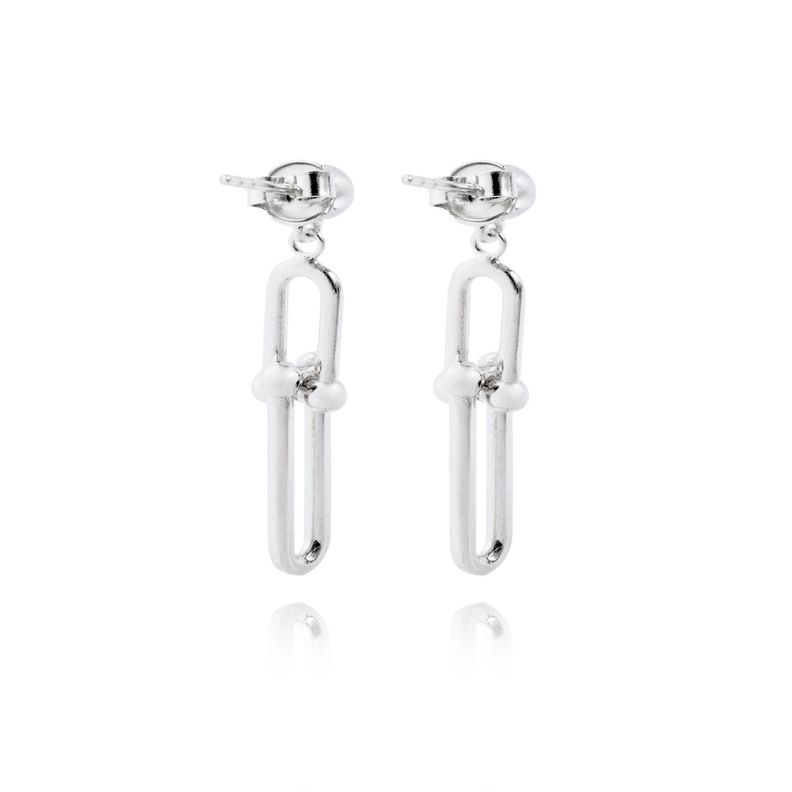 Aros de Plata Esterlina 925 Bolita en Cadena Colgante-1