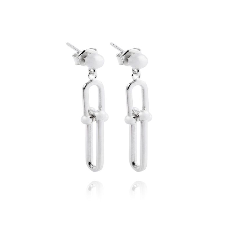 Aros de Plata Esterlina 925 Bolita en Cadena Colgante-2