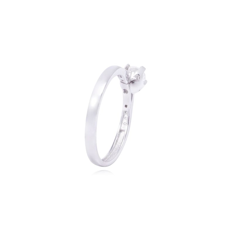 Anillo Oro Blanco 18kt Solitario con Engaste Redondo y Riel-2